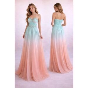 Y2K Vintage Blondie Nites Ombré Gown Sequins Sz 5 Formal Prom Chiffon Fairycore